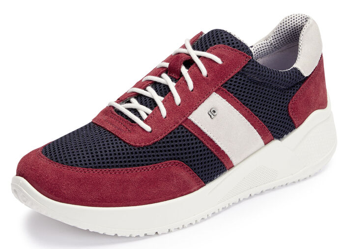 Schnürschuh mit Netz-Optik RUBINROT-MARINE-ECRU