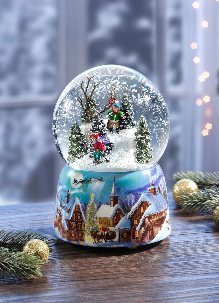 Schneekugel mit mechanischem Spielwerk 
