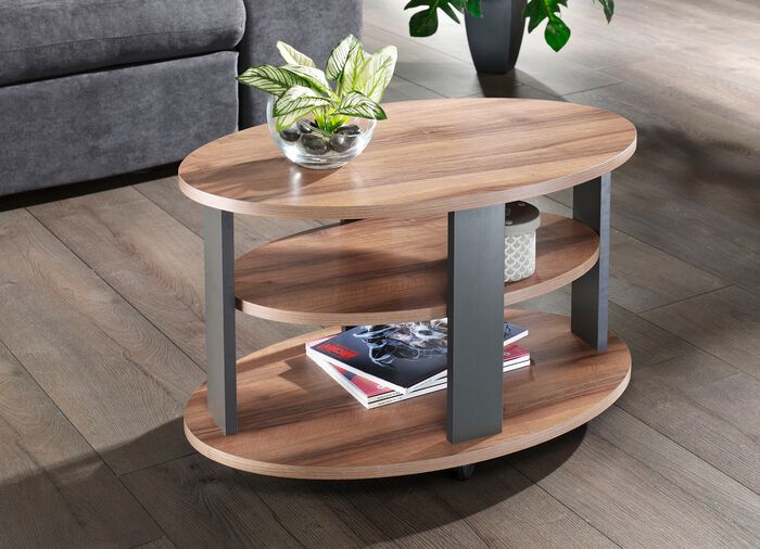 Couchtisch auf Rollen NUSSBAUM-ANTHRAZIT