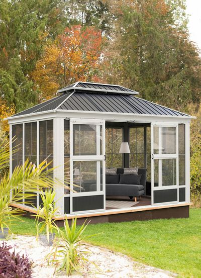 Pavillon "Olan" aus pulverbeschichtetem Aluminium 