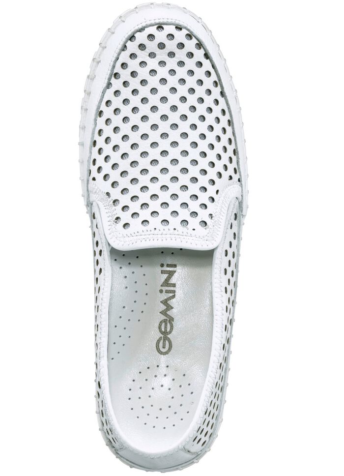 Gemini Slipper mit sommerlich perforiertem Rind-Nappaleder WEISS