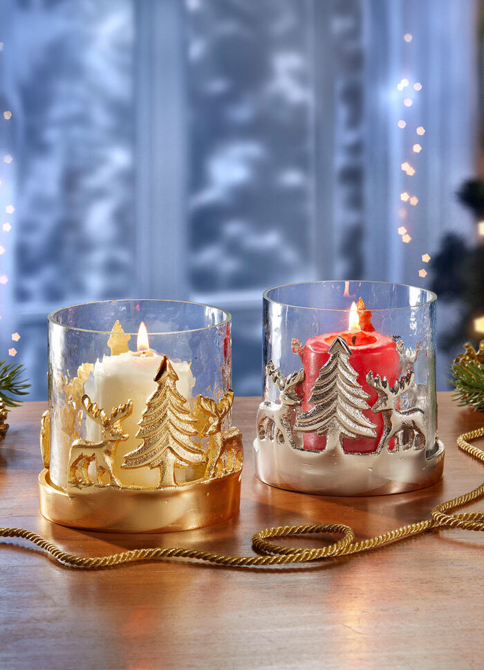 Windlicht aus Glas und Aluminium 