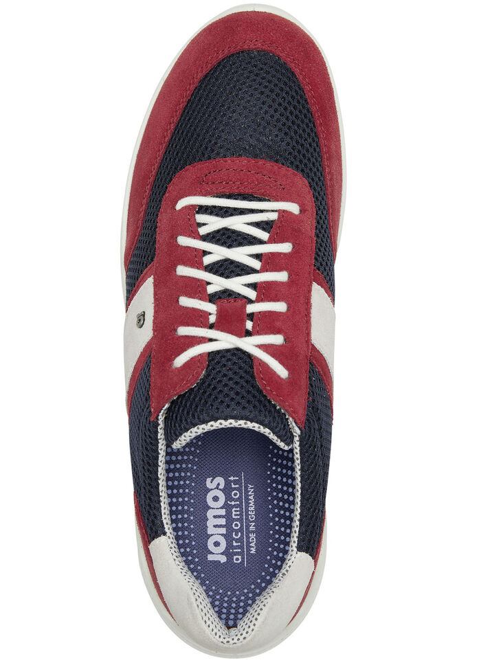 Schnürschuh mit Netz-Optik RUBINROT-MARINE-ECRU