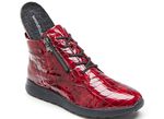 Waldl&auml;ufer Schn&uuml;r-Stiefelette aus edlem, krokogepr&auml;gtem Lackleder ROT