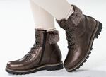 Remonte Schn&uuml;r-Stiefelette mit Pl&uuml;schkragen DUNKELBRONZE