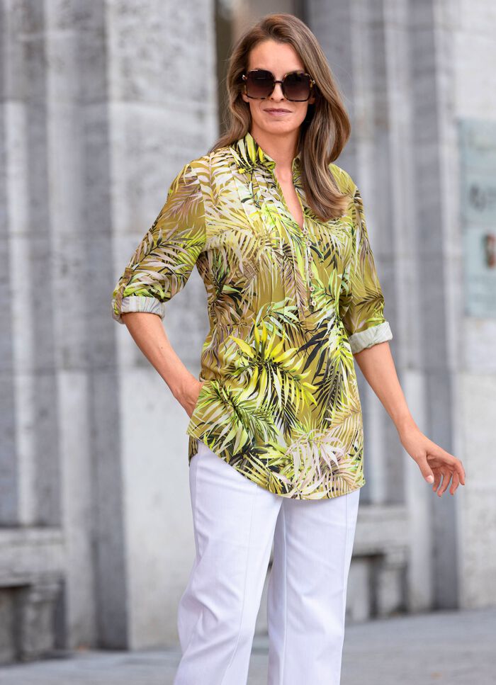 Tunika mit offener Kragenl&ouml;sung 