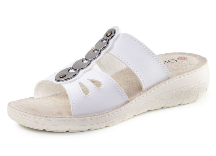 Pantolette mit glänzendem Schmuck WEISS