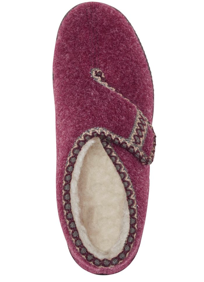 Warme Damen-Hausschuhe, Weite H, mit Klettverschluss BORDEAUX