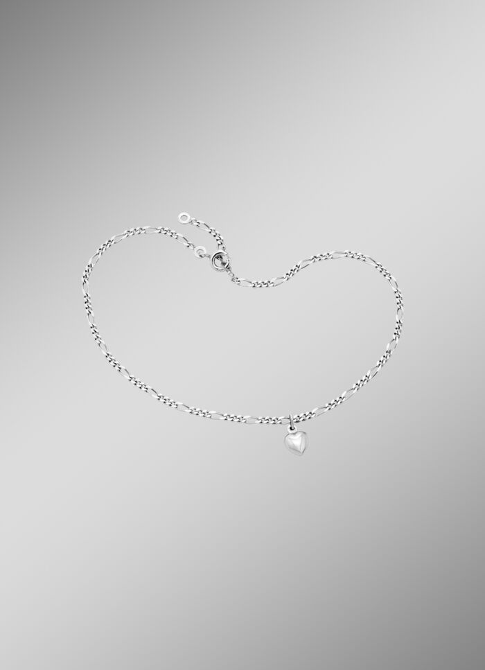 Zartes Figaro-Fu&szlig;kettchen mit Herz-Anh&auml;nger 