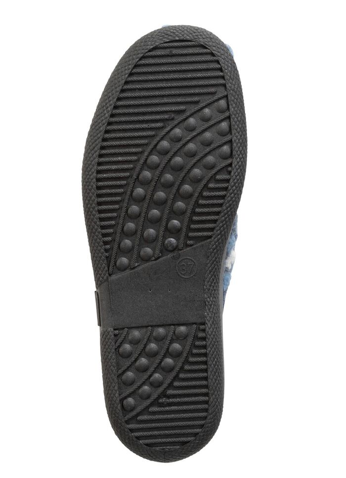 Pantoffel mit Bl&uuml;ten-Dessin JEANS-ECRU