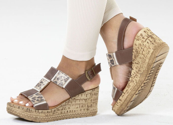 Gemini, trendige Damen-Sandaletten, Weite G, aus Leder BRAUN-BEIGE