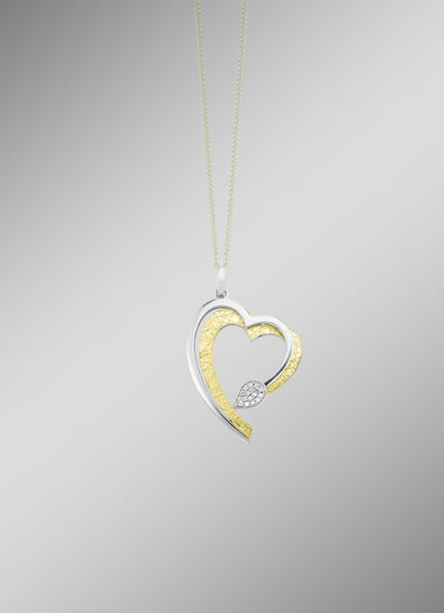 Herz-Anhänger in Bicolor mit synth. Zirkonia 