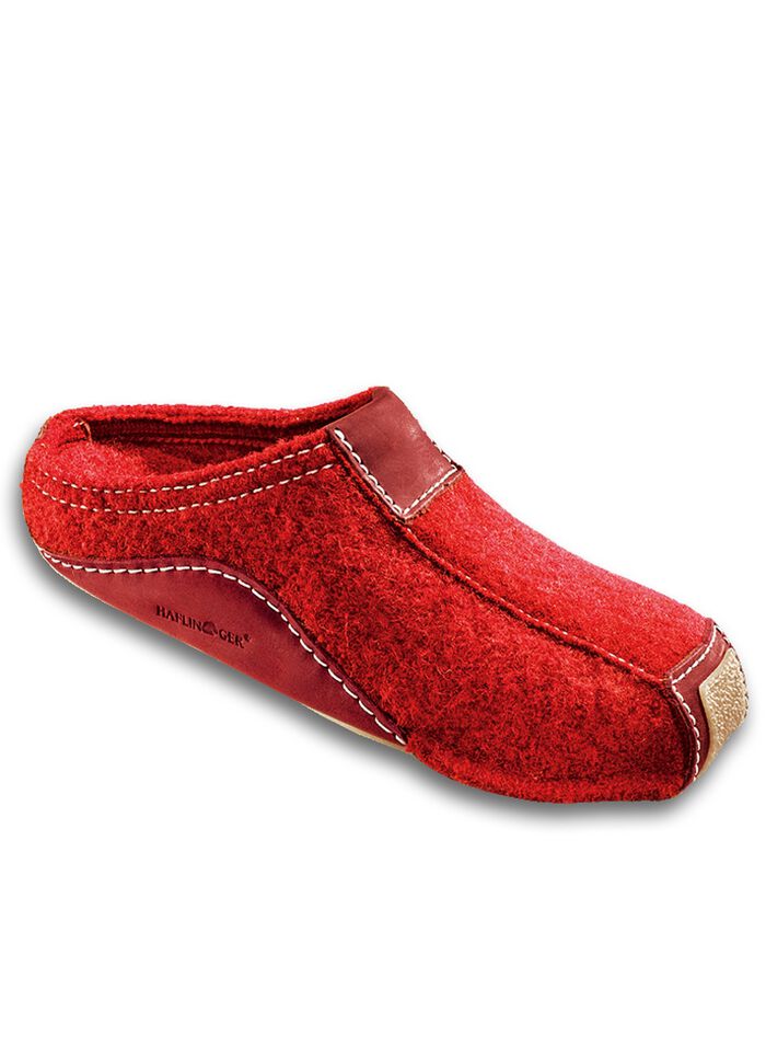 HAFLINGER Hausschuh, Walkstoff aus Schurwolle ZIEGELROT
