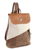 Rucksack mit Überschlag und Drehschloss BRAUN-BEIGE