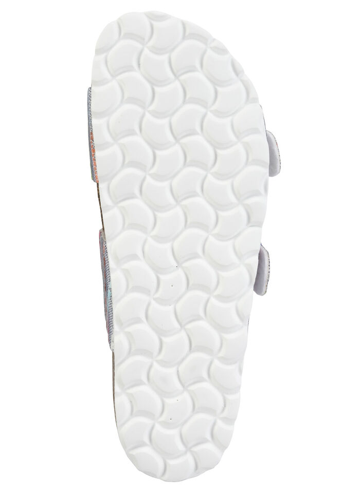 ELENA EDEN Pantolette aus interessant dessiniertem Synthetik BLAU-BUNT