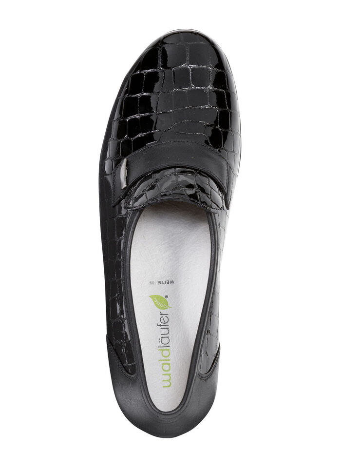 Waldläufer Slipper aus krokogeprägtem Lackleder und Nappaleder 