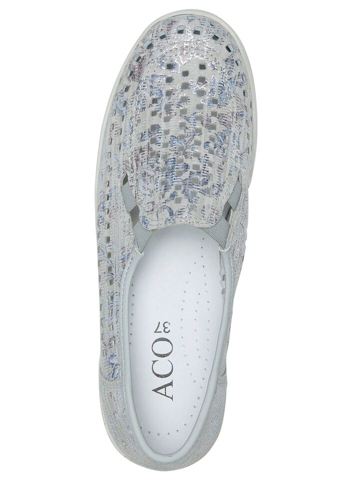 ELENA EDEN, sommerliche Damen-Slipper, Weite G, mit herausnehmbarem Fu&szlig;bett SILBERGRAU