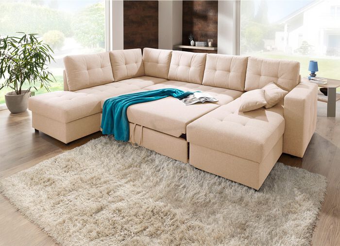 Polsterm&ouml;bel mit Bettfunktion verschiedene Ausf&uuml;hrungen BEIGE