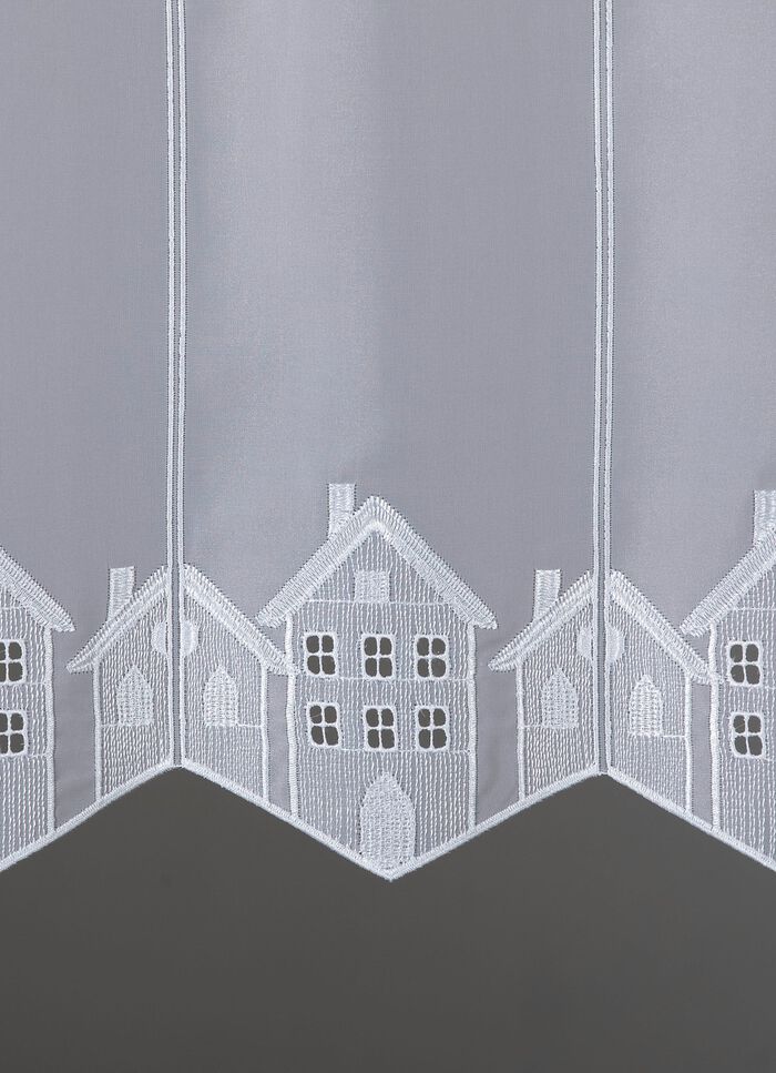 Kleinfenster-Store mit hochwertiger Plauener Stickerei 