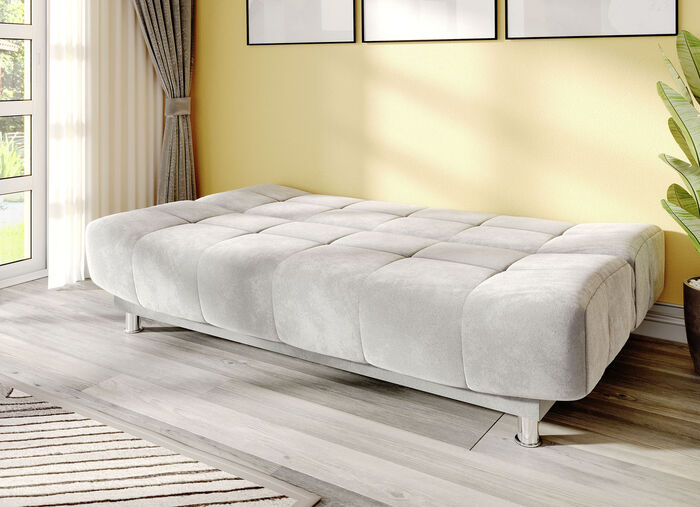 Gemütliches Schlafsofa mit Bettkasten HELLGRAU