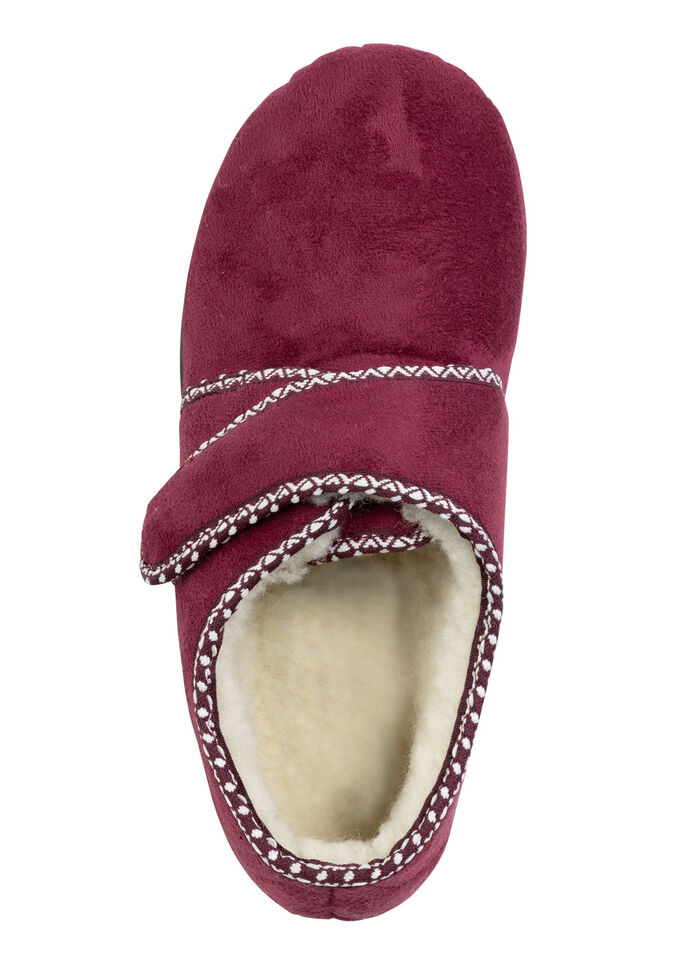 Warme Damen-Hausschuhe, Weite H, mit Klettverschluss BORDEAUX