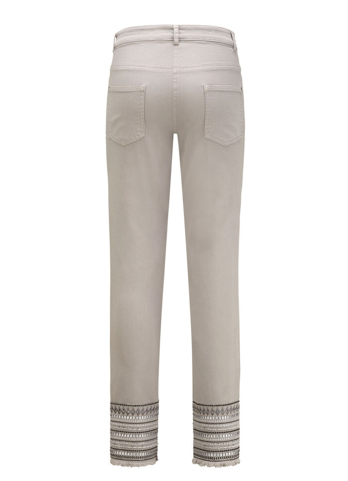 Hose mit aufwendiger Stickerei im Ethno-Stil GRAU