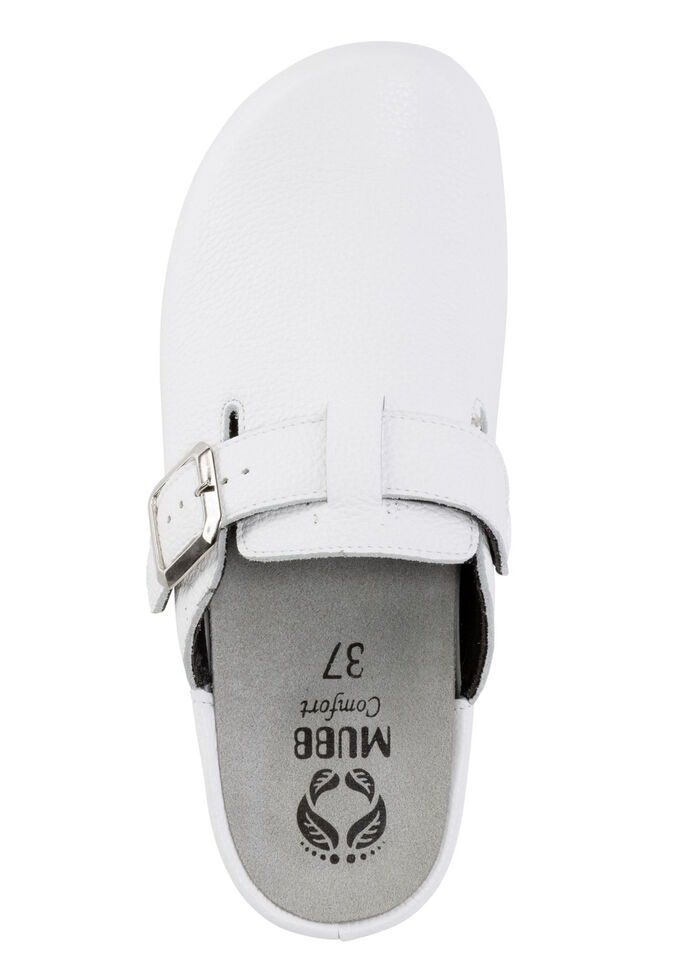 Mubb, klassische Damen-Clogs, Wete H, mit herausnehmbarem Fu&szlig;bett WEISS