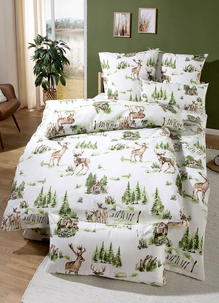 Beidseitig bedruckte Bettwäsche-Garnitur aus Polycotton 