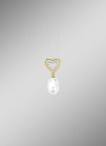 Herz-Anhänger mit Süßwasser-Zuchtperle und synth. Zirkonia 