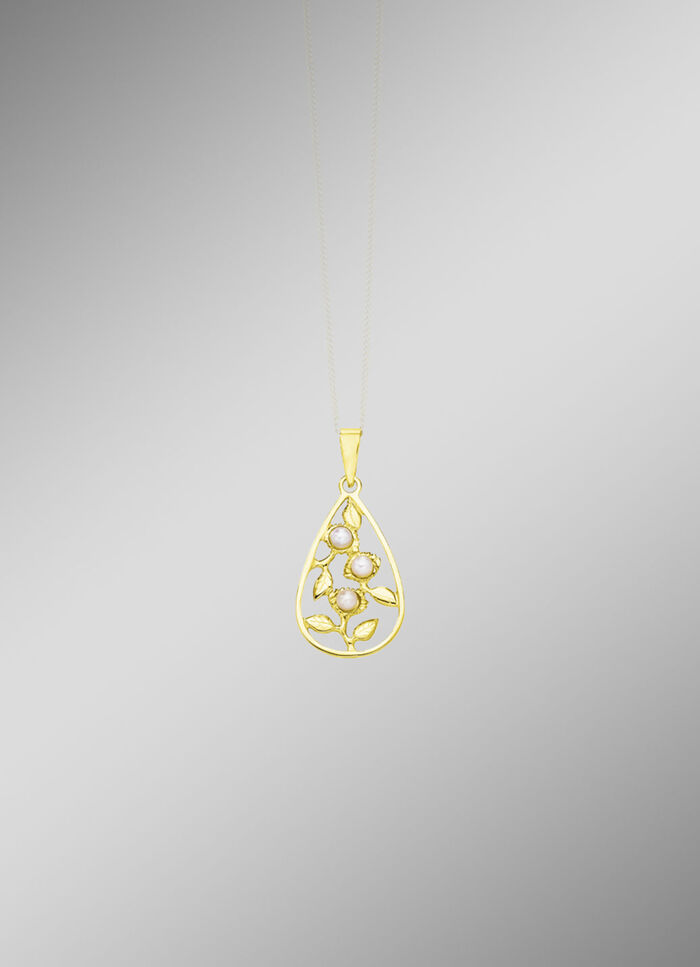 Eleganter Anhänger im Blumendesign mit Süßwasser-Zuchtperlen 