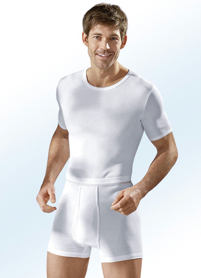 Hermko Dreierpack Schlupfjacken aus Doppelripp, weiß 