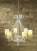 Kerzenleuchter mit LED-Echtwachskerzen ANTIKWEISS