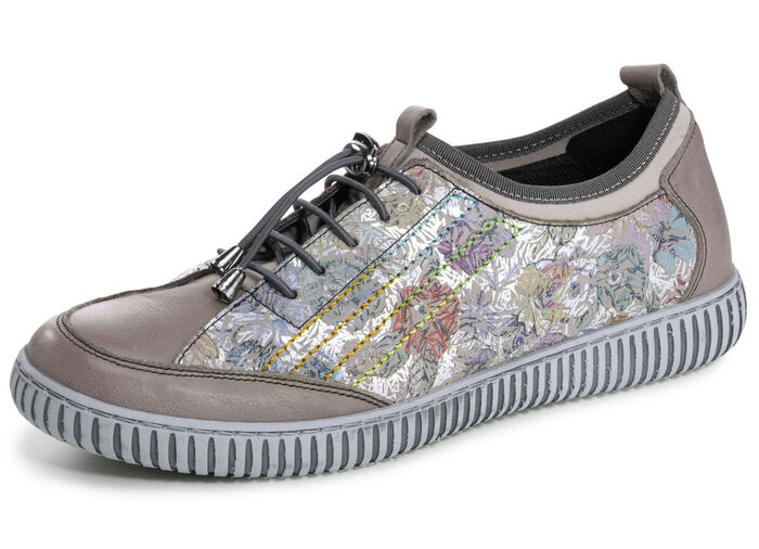 Gemini Sneaker aus teilweise floral bedrucktem Rindleder TAUPE-BUNT