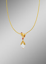 Halskette mit echt Granat und einer Keshi-Süßwasser-Zuchtperle 