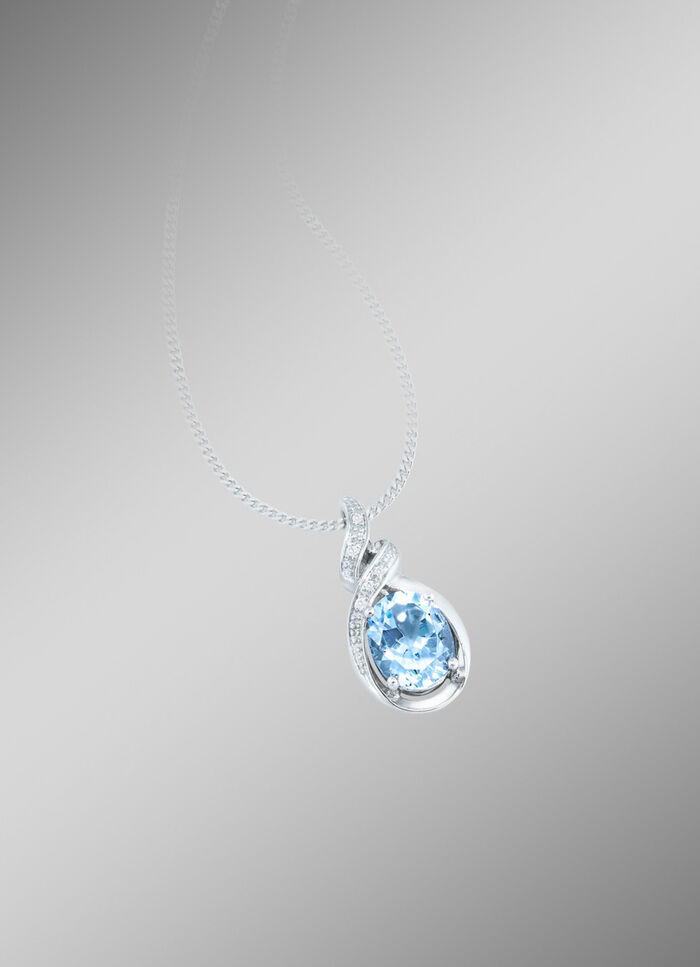 Moderner Anh&auml;nger mit Blautopas und echt Wei&szlig;topas 