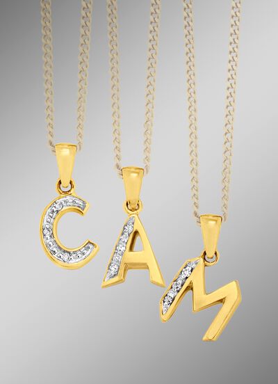 Buchstaben-Anh&auml;nger mit Diamanten 