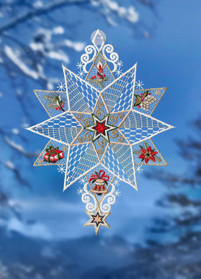 Fensterbild aus Plauener Spitze 