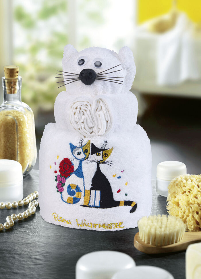 Frottier-Katze mit Motiv von der Künstlerin Rosina Wachtmeister 