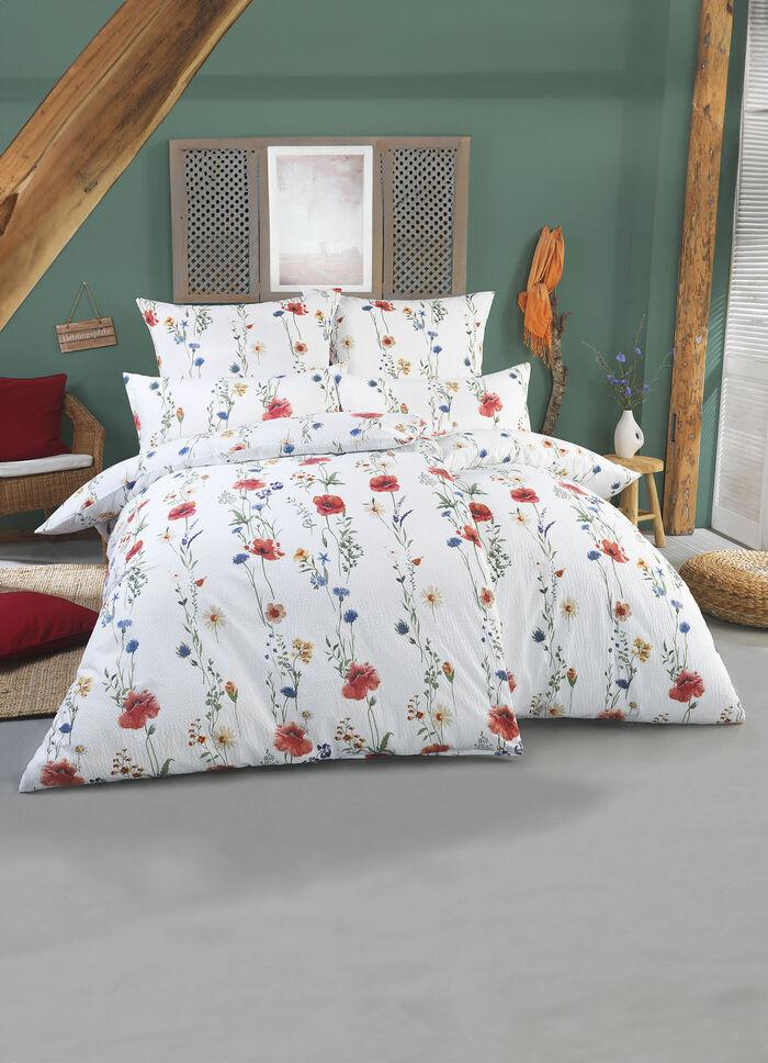 Beidseitig bedruckte Bettwäsche-Garnitur ROT