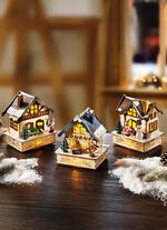 Winterh&auml;uschen aus Holz mit LED-Beleuchtung 