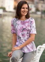 Shirt mit Allover-Dessin AZALEE-ROS&Eacute;-MULTICOLOR