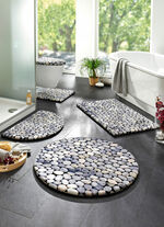 Pflegeleichte Badgarnitur mit Kieselsteinen-Motiv GRAU
