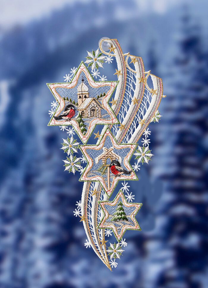 Fensterbild "3 Sterne mit Schweif" 