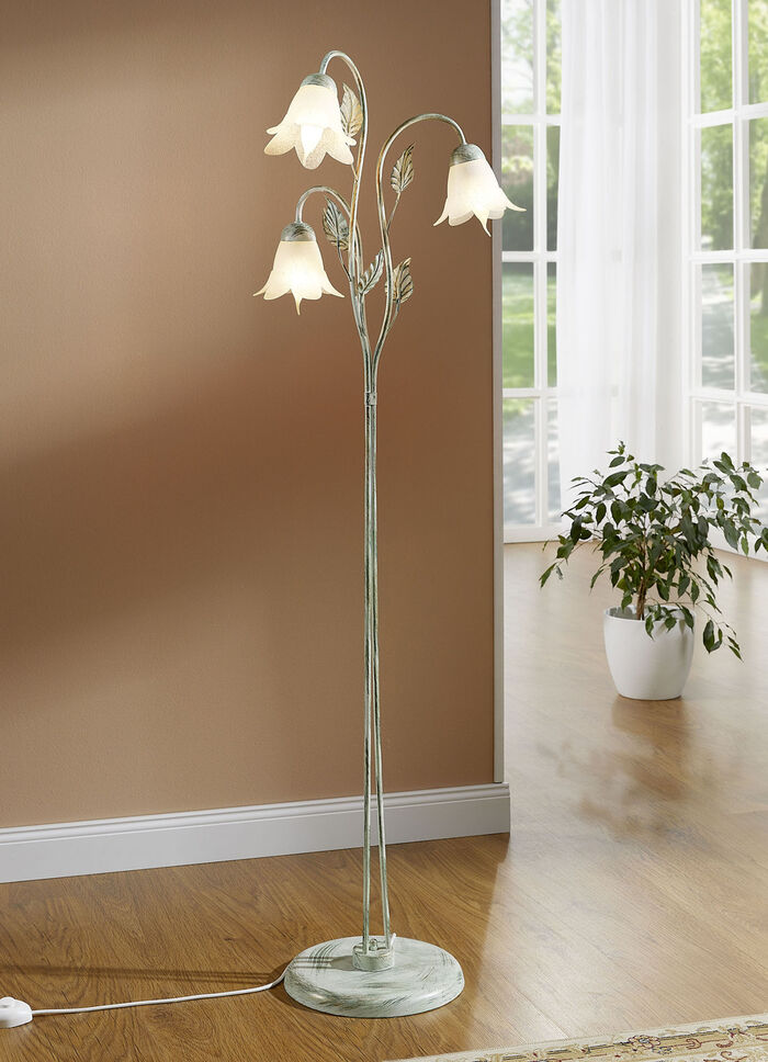 Stehleuchte, 3-flammig, mit Gestell aus Eisen 