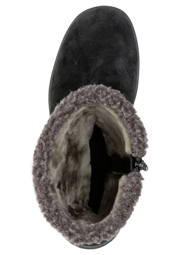 ELENA EDEN, gefütterte Damen-Stiefel, Winterschuhe, Weite H, mit Lammfell SCHWARZ-GRAU