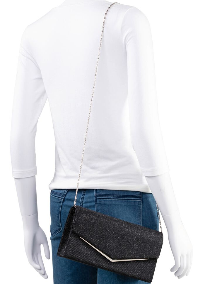 Abendtasche mit abnehmbarer Kette SCHWARZ