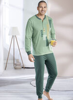 Schlafanzug mit Knopfleiste und Bündchenabschlüssen 