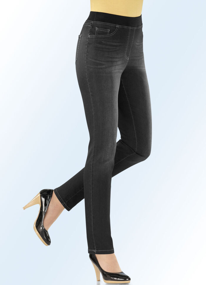 Power-Stretch-Jeans in Schlupfform SCHWARZ