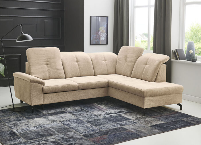 Moderne Polsterecke mit Bettfunktion und Bettkasten BEIGE