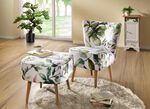 Hocker mit naturnahen Bl&auml;ttermotiven und Komfortschaum-Polsterung WEISS-GR&Uuml;N
